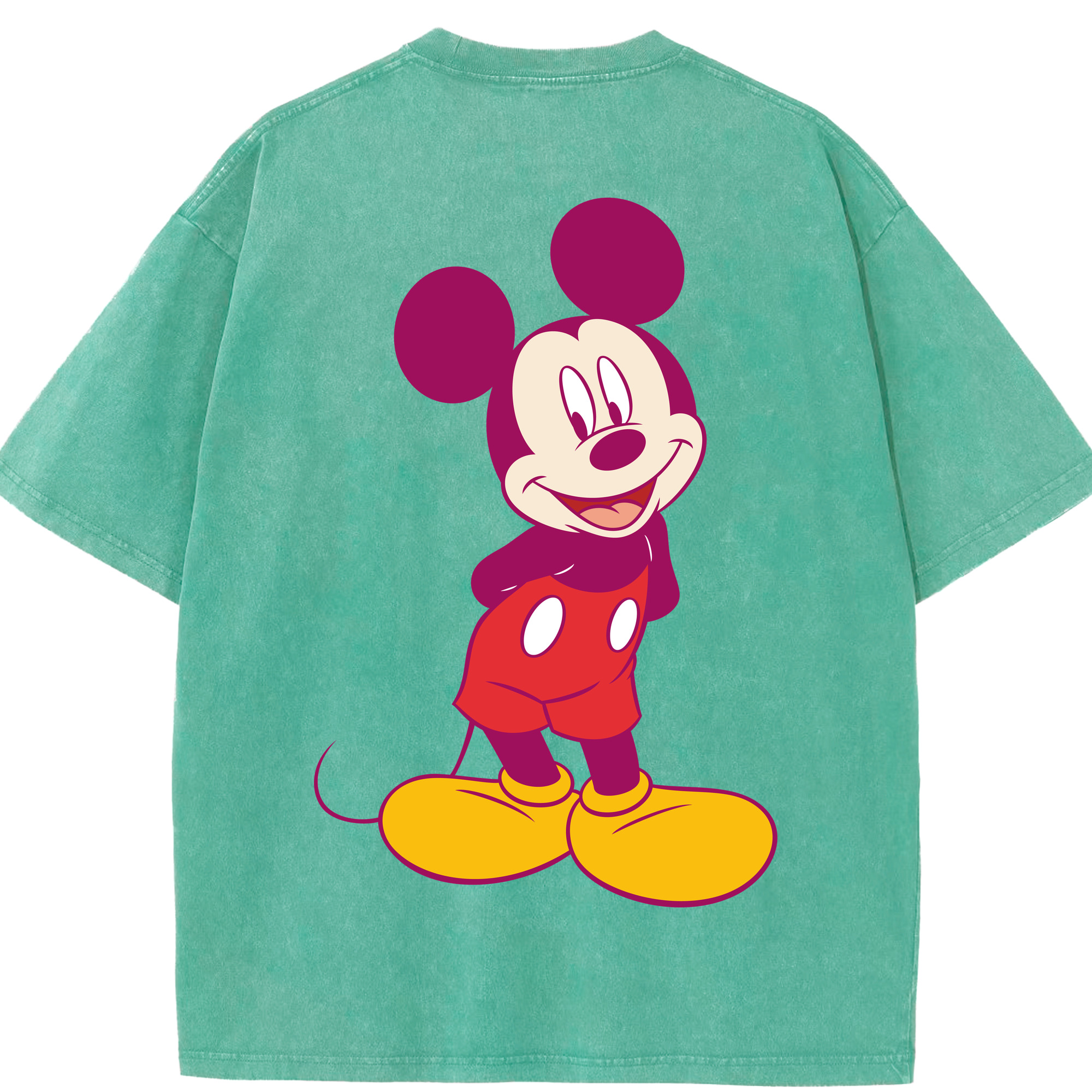 （画像用） ミッキーマウス Mickey Mouse 綿100% ヴィンテージ風 半袖Tシャツ（背面プリント）